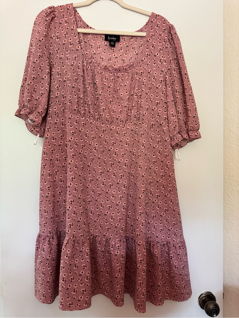By&By Mauve Pink Floral Square-Neck Women's Dress